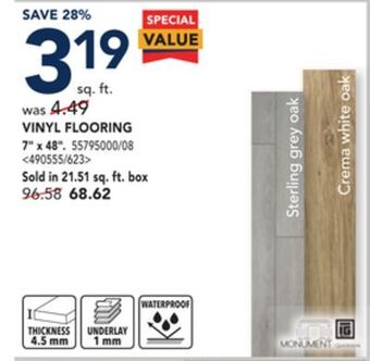 RONA Vinyl flooring offer