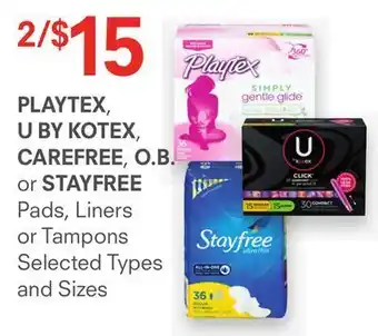 Remedy's RX Playtex, u by kotex, carefree, o. b. or stayfree pads, liners or tampons offer