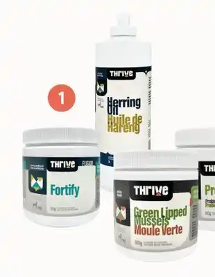 Petvalu Thrive herring oil, gold line fortify, pro-gut & green lipped mussels offer