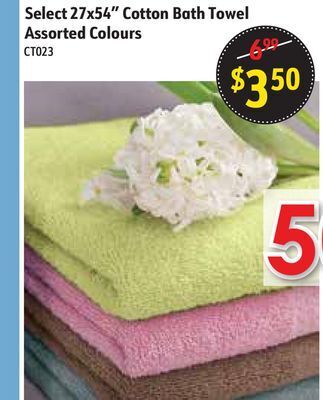 Oxford Mills Select 27x54 cotton bath towel assorted colours offer