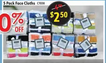 Oxford Mills 5 pack face cloths offer