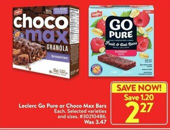 Walmart Leclerc Go Pure or Choco Max Bars offer