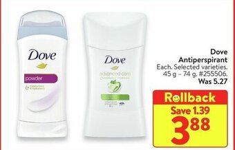 Walmart Dove Antiperspirant offer