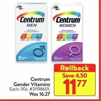 Walmart Centrum Gender Vitamins offer