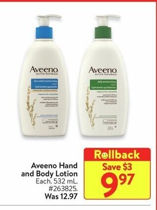 Walmart Aveeno Hand and Body Lotion offer