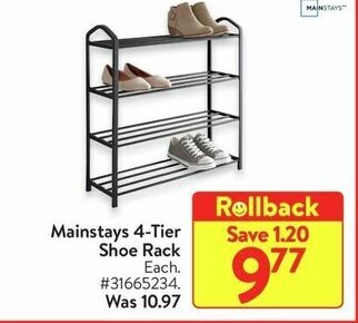 Walmart Mainstays 4-Tier Shoe Rack offer