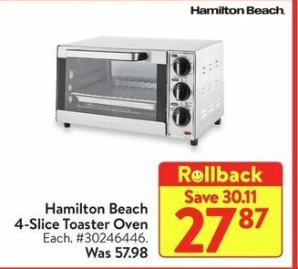 Walmart Hamilton Beach 4-Slice Toaster Oven offer