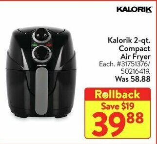 Walmart Kalorik 2-qt. Compact Air Fryer offer