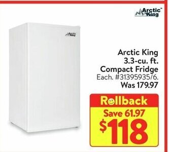 Walmart Arctic King 3.3-cu. ft. Compact Fridge offer