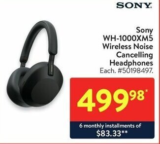 Walmart Sony WH-1000XM5 Wireless Noise Cancelling Headphones offer