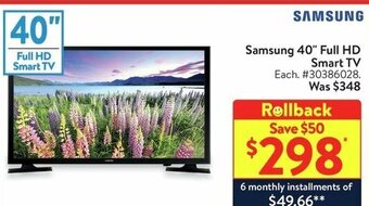 Walmart Samsung 40" Full HD Smart TV offer