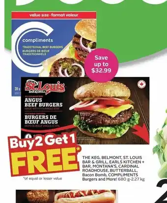 Sobeys THE KEG, BELMONT, ST. LOUIS BAR & GRILL, EARLS KITCHEN + BAR, MONTANA'S, CARDINAL ROADHOUSE, BUTTERBALL, Bacon Bomb offer