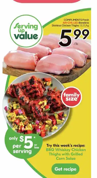 Sobeys BBQ Whiskey Chicken Thighs with Grilled Corn Salsa offer