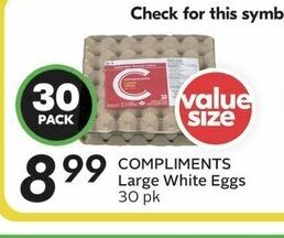 Sobeys COMPLIMENTS Large White Eggs offer