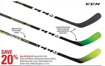 Canadian Tire Tacks and Ribcore Composite Hockey Sticks offer
