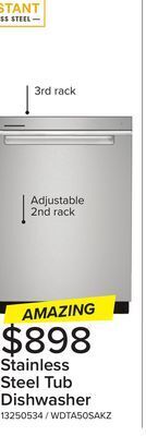 Leon's Whirlpool 24 fingerprint resistant stainless steel dishwasher with 3rd rack (47 dba) - wdta50sakz offer