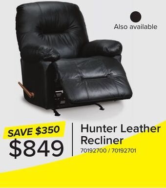 Leon's Hunter leather rocker recliner - black offer