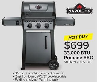Leon's Napoleon freestyle 365 3-burner 33,000 btu propane gas grill - f365dpgt offer
