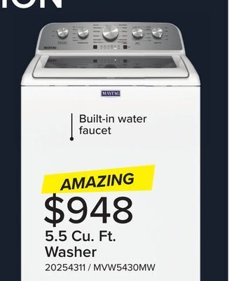 Leon's Maytag white top load washer with extra power (5.5 cu. ft.) - mvw5430mw offer