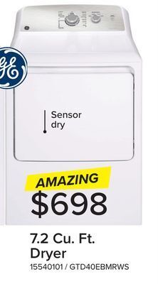 Leon's Ge white electric dryer with sanifresh cycle (7.2 cu. ft.) - gtd40ebmrws offer