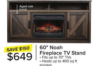 Leon's Noah fireplace tv stand - aged oak offer
