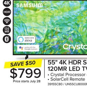Leon's Samsung 55 cuhd 4k smart tv un55cu8000fxzc offer