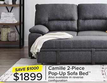 Leon's Camille pop-up sofa bed with right-facing chaise- grey, charcoal offer