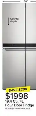 Leon's Whirlpool fingerprint resistant metallic steel french 4 door refrigerator (19.4 cu.ft.) - wrqa59cnkz offer