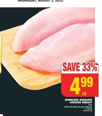 No Frills BONELESS SKINLESS CHICKEN BREAST offer