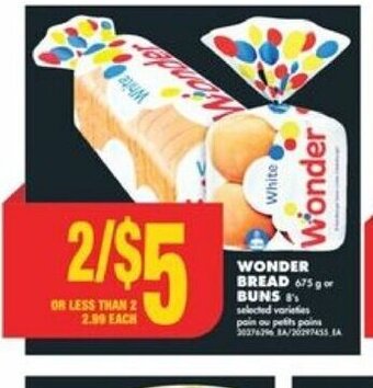 No Frills WONDER BREAD or BUNS offer