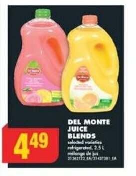 No Frills DEL MONTE JUICE BLENDS offer