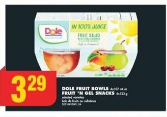 No Frills DOLE FRUIT BOWLS or FRUIT 'N GEL SNACKS offer