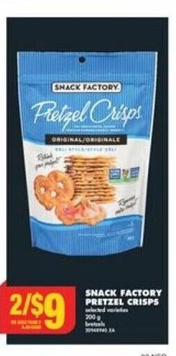 No Frills SNACK FACTORY PRETZEL CRISPS offer