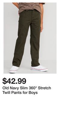 Old Navy Old navy slim 360° stretch twill pants for boys offer