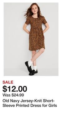 Old Navy Old navy jersey-knit short-sleeve printed dress for girls offer