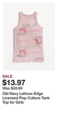 Old Navy Old navy lettuce-edge licensed pop-culture tank top for girls offer