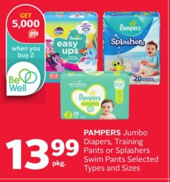Rexall Pampers jumbo diapers, training pants or splashers swim pants offer