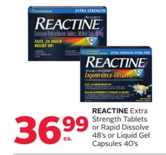 Rexall Reactine extra strength tablets or rapid dissolve 48's or liquid gel capsules 40's offer