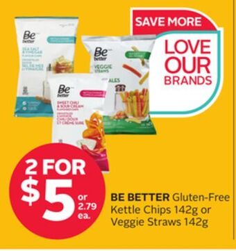 Rexall Be better gluten-free kettle chips 142g or veggie straws 142g offer