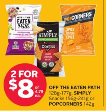 Rexall Off the eaten path 128g-177g, simply snacks 156g-241g or popcorners 142g offer