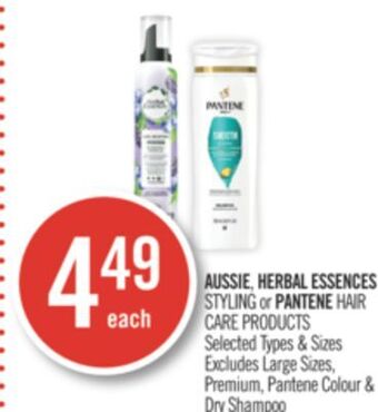 Shoppers Drug Mart Aussie herbal essences styling or pantene hair care products offer