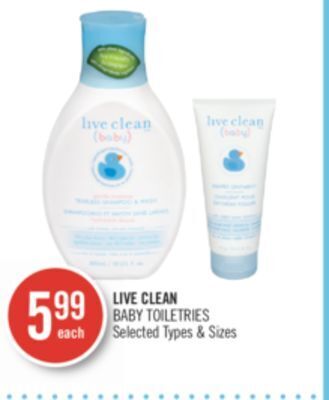 Shoppers Drug Mart Live clean baby toiletries offer