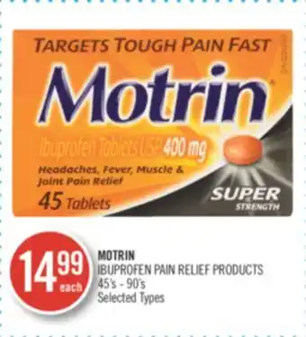 Shoppers Drug Mart Motrin pain refill products offer