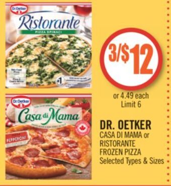 Shoppers Drug Mart Dr. oetker casa di mama or ristorante frozen pizza offer