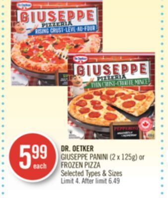 Shoppers Drug Mart Dr. oetker giuseppe panini (2 x 125g) or frozen pizza offer