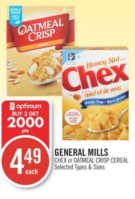 Shoppers Drug Mart General mills chex or oatmeal crisp cereal offer