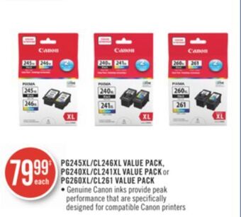 Shoppers Drug Mart Pg245xl/cl246xl value pack, pg240xl/cl241xl value pack or pg260xl/cl261 value pack offer