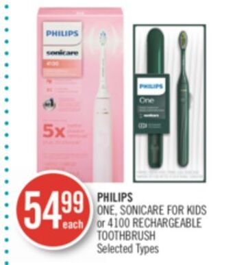 Shoppers Drug Mart Philips one, sonicare for kids or 4100 rechargeable toothbrush offer