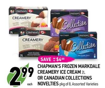 Coppa's Fresh Market Chapman's frozen markdale creamery ice cream 2l or canadian collections novelties offer