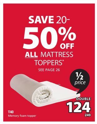 JYSK Wellpur t40 memory foam topper offer